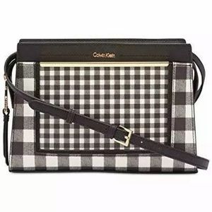 Calvin Klein Cindy Leather Crossbody Black Gingham
